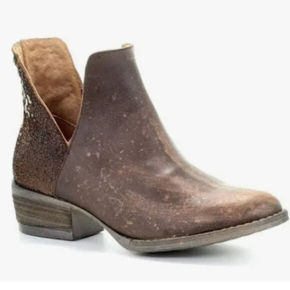 Circle G By Corral Copper Handcrafted Leather Ankle Boots - Picture 2 of 8